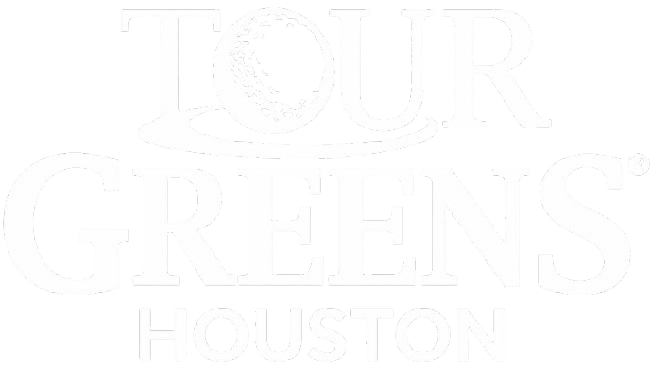 Linked text logo with lettering that reads 'TourGreens Houston'.