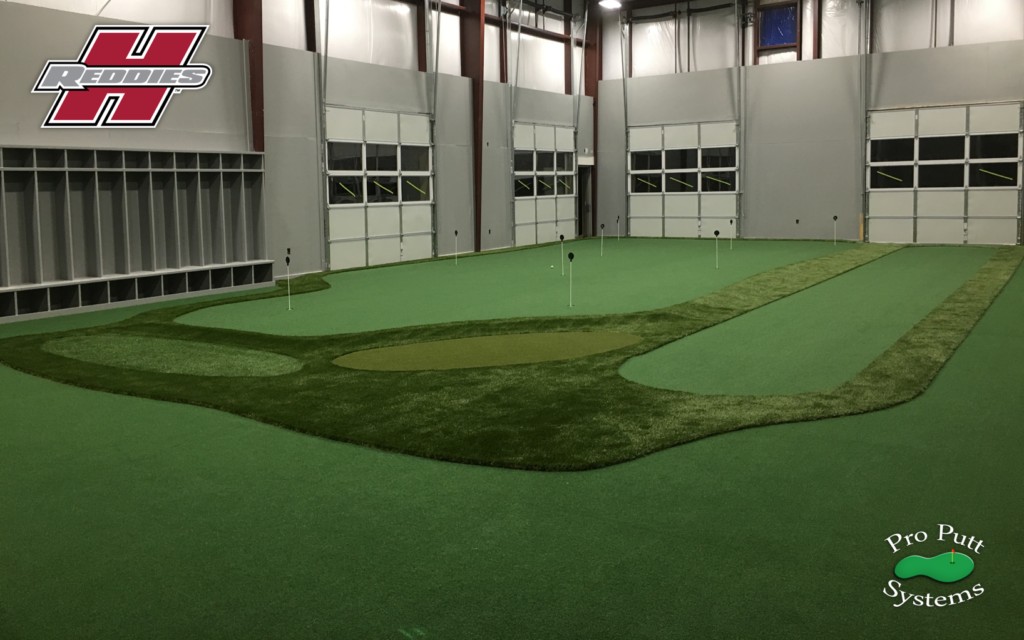 Indoor Putting Green with Multiple Levels and Undulations