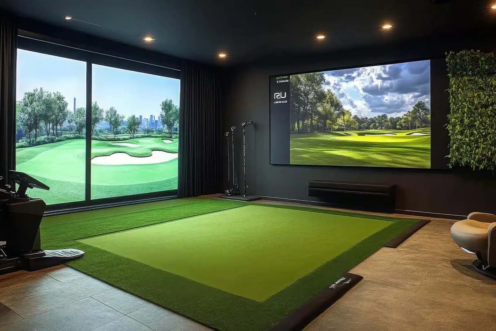 Tour Greens Houston golf simulator and hitting turf installation